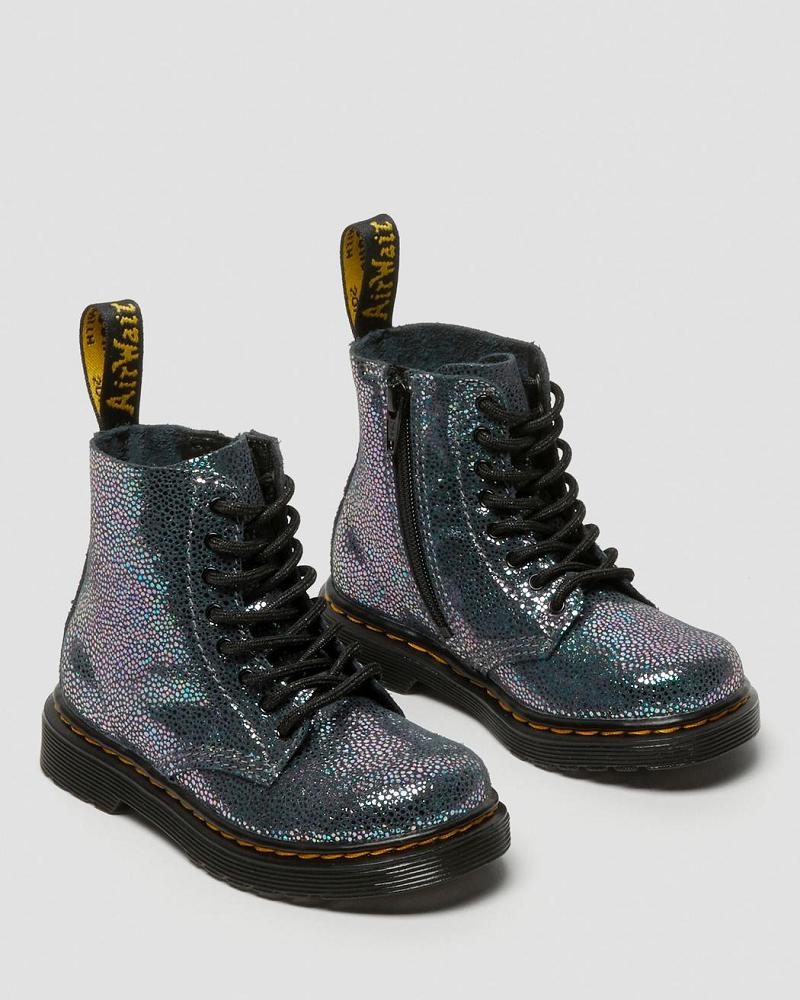 Dr Martens Toddler 1460 Pascal Iridescent Snørestøvler Børn Metal | DK 698JPQ